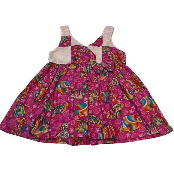 Vintage Tropical Art by Motti Naeh Baby Dress 12M‎ Pink Tropical Fish Print - Picture 2 of 7
